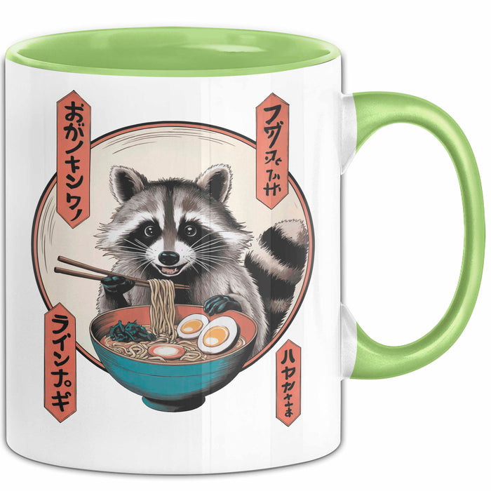 Waschbär Tierliebhaber Ramen Tasse Geschenk Lustige Geschenkidee Spruch Grün Trendation