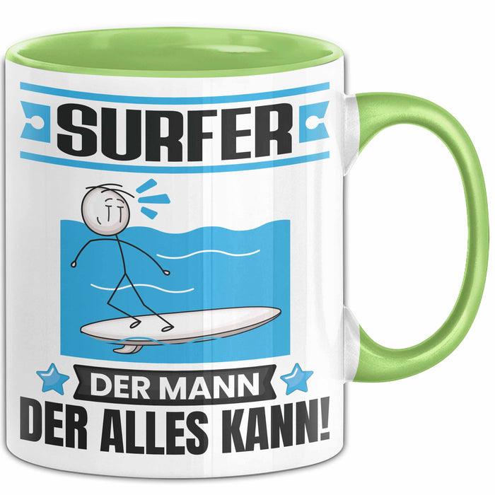 Surfer Tasse Geschenk für Surfer Der Mann Der Alles Kann Geschenkidee zum Geburtstag Grün Trendation