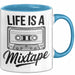 Retro Kassette Mixtape Tasse Geschenk Lustige Geschenkidee Spruch Das Leben Ist Ein Mixtape Blau Trendation