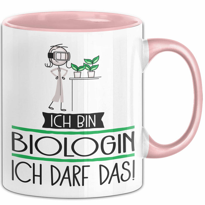 Geschenk für Biologin Tasse Lustige Geschenkidee Geburtstag Ich Bin Biologin Ich Darf Das Rosa Trendation