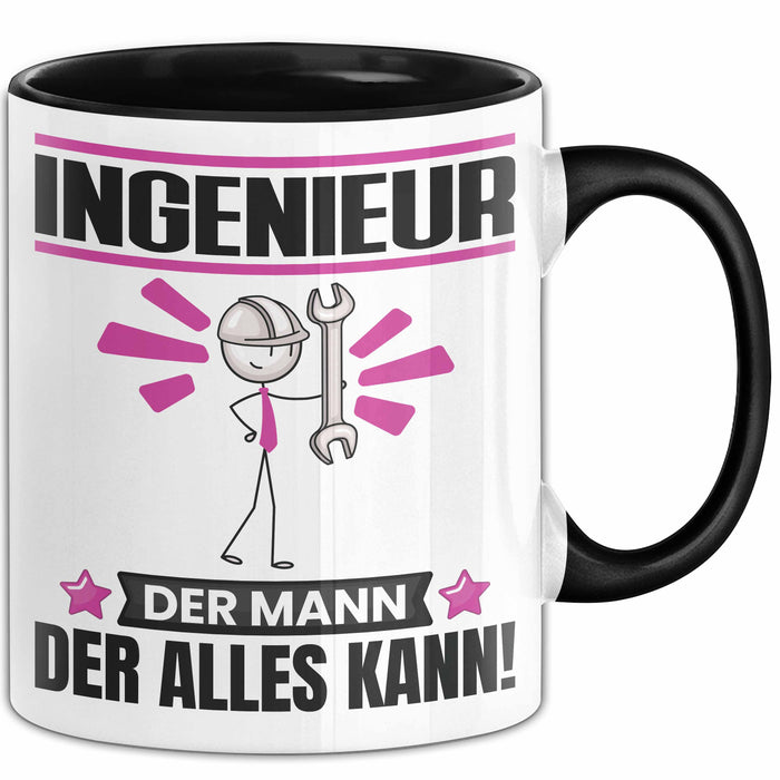 Ingenieur Tasse Geschenk für Ingenieur Der Mann Der Alles Kann Geschenkidee zum Geburtstag Schwarz Trendation