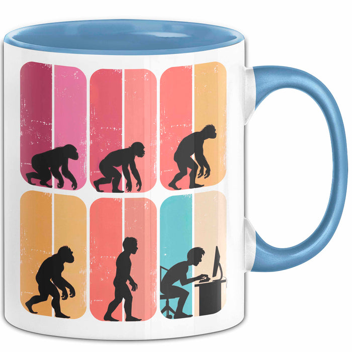 Gamer PC Gaming Liebhaber Tasse Geschenk Lustige Geschenkidee Spruch Gamer Evolution Blau Trendation