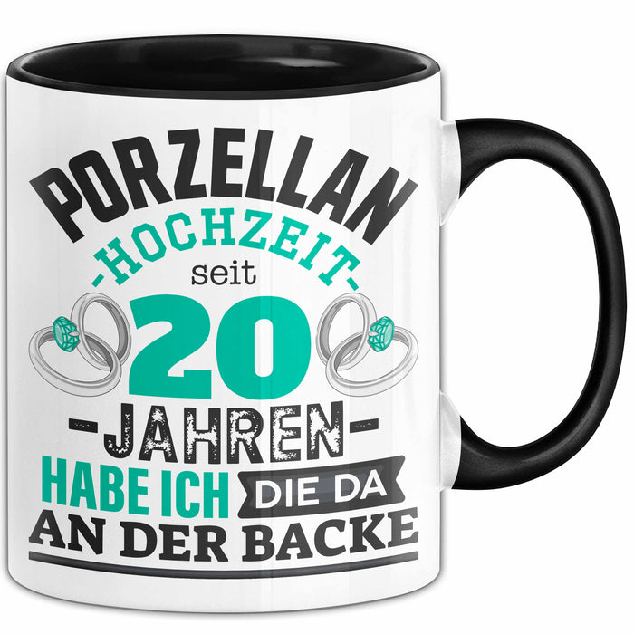 Pozellanhochzeit Tasse Geschenk Dornenhochzeit Geschenkidee Ehemann Ehefrau 20 Jahre Becher Schwarz Trendation