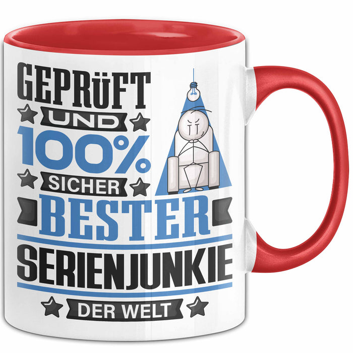 Serienjunkie Geschenk Lustiger Spruch für Serienjunkie Geschenkidee Bester Serienjunkie Der Welt Rot Trendation