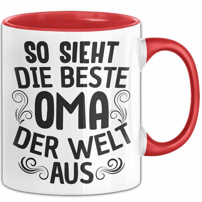 Oma Tasse Geschenk So Sieht Die Beste Oma Der Welt Aus Muttertag Rot Trendation