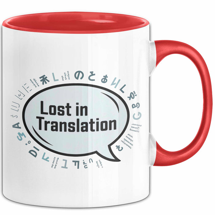 Linguist Tasse Geschenkidee Lost in Translation Sprachnerd Rot Trendation