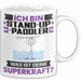 Stand-Up-Paddler Tasse Geschenk für Stand-Up-Paddler Geburtstag Lustiger Spruch Kaffee-Becher Was Ist Deine Superkraft Weiß Trendation