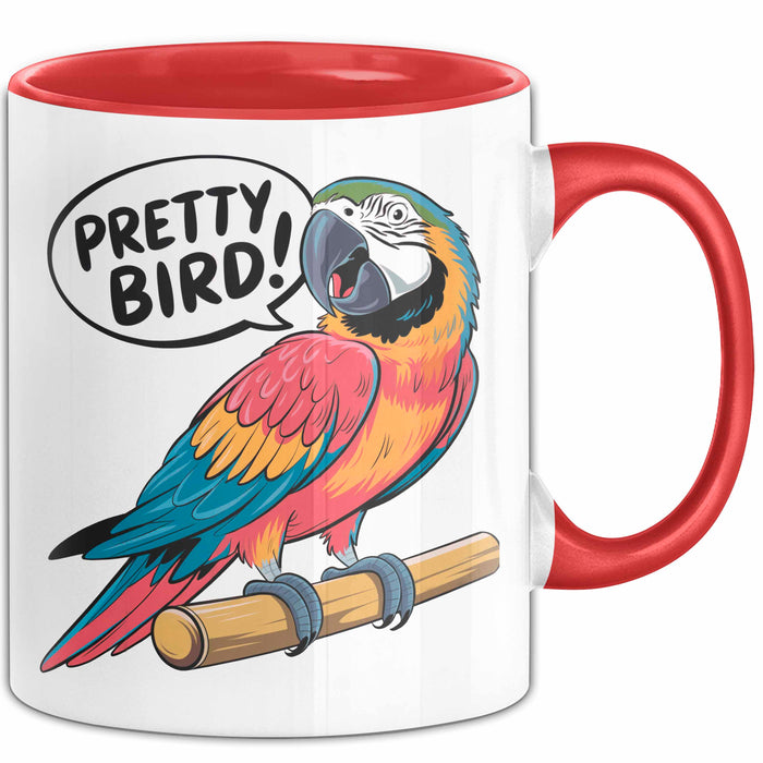 Papageienliebhaber Tasse Geschenkidee Vogelschwätzer Geschenkidee Lustig Rot Trendation