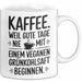 Kaffeeliebhaber Tasse Geschenk Lustige Geschenkidee Spruch Kaffee Weil Gute Tage Nie Mit Einem Veganen Grünkohlsaft Beginnen Weiß Trendation