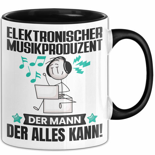 ElektronischerMusikproduzent Tasse Geschenk für ElektronischerMusikproduzent Der Mann Der Alles Kann Geschenkidee zum Geburtstag Schwarz Trendation