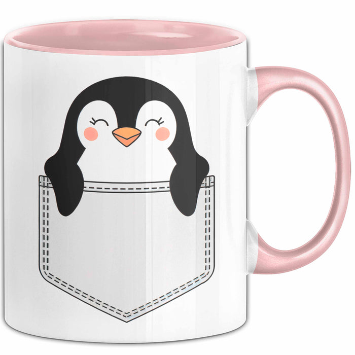 Pinguin In Der Tasche Tasse Geschenk Lustige Geschenkidee Spruch Rosa Trendation