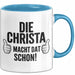 Christa Tasse Geschenk Die Christa Macht Dat Schon Geschenkidee Becher mit Name Blau Trendation