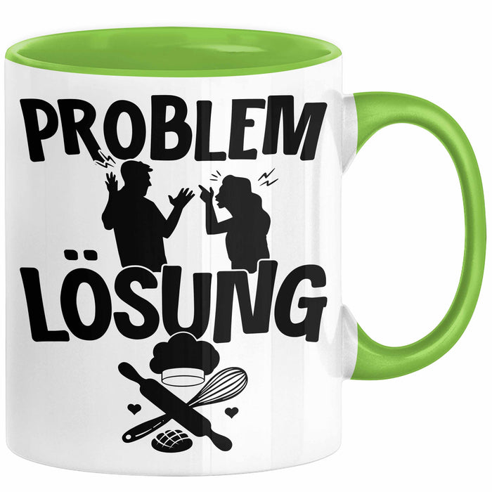Backen Tasse Geschenk für Bäcker Männer Geschenkidee Problem und Lösung Backen Kochen Grün Trendation