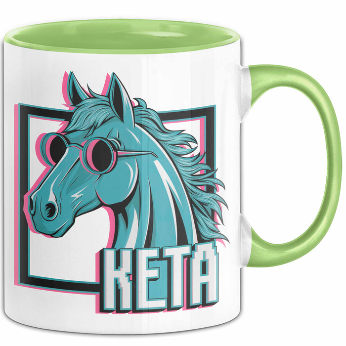 Pferde Tierliebhaber Tasse Geschenk Lustige Geschenkidee Spruch Keta Ketamin Pferd Grün Trendation