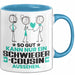 Schwiegercousin Geschenk Tasse So Gut Kann Nur Ein Schwiegercousin Aussehen Geschenkidee Kaffee-Becher Blau Trendation