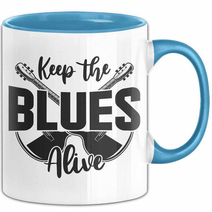 Jazz Tasse Geschenk Keep The Blues Alive Musik Becher Blau Trendation
