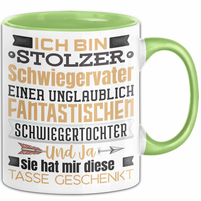 Schwiegervater Geschenk Von Schwiegertochter Geschenkidee Tasse Spruch Becher Grün Trendation