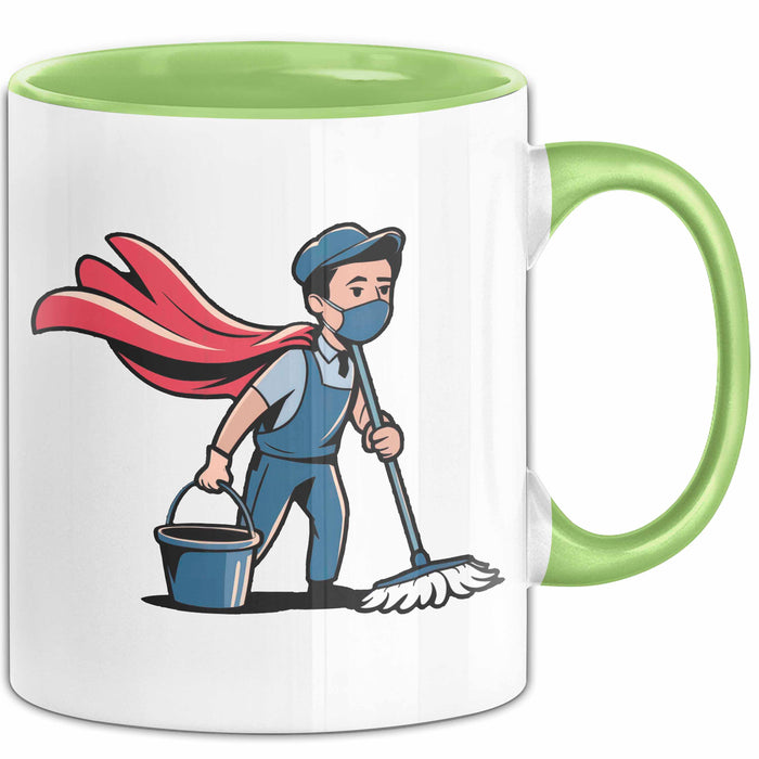 Hausmeister Tasse Geschenkidee Reinigungsheld Lustiger Geschenkidee Lustig Grün Trendation