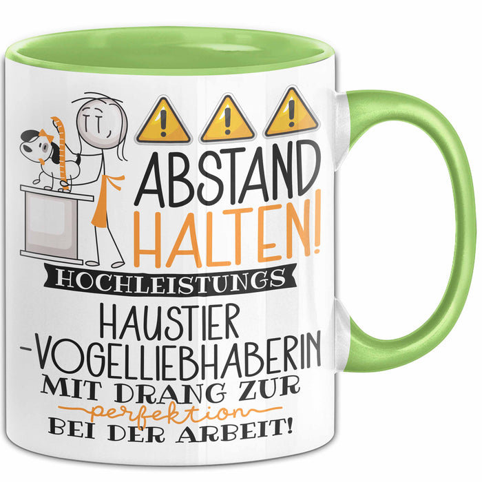 Haustier-Modedesignerin Tasse Geschenk Lustig Abstand Halten Hochleistungs-Haustier-Modedesignerin Mit Drang Zur Perfektion Bei Der Arbeit Grün Trendation