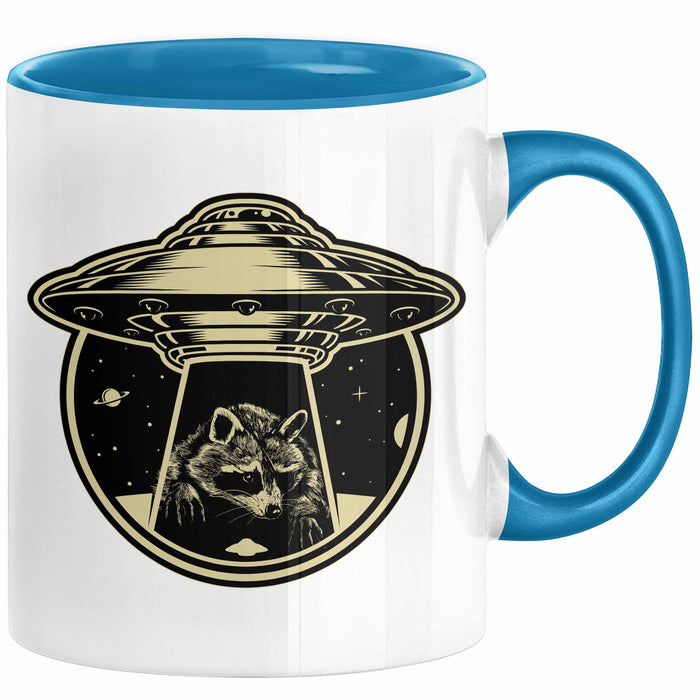 Waschbär Geschenk Tasse Ufo Alien Waschbär-Liebhaber Geschenkdidee Blau Trendation