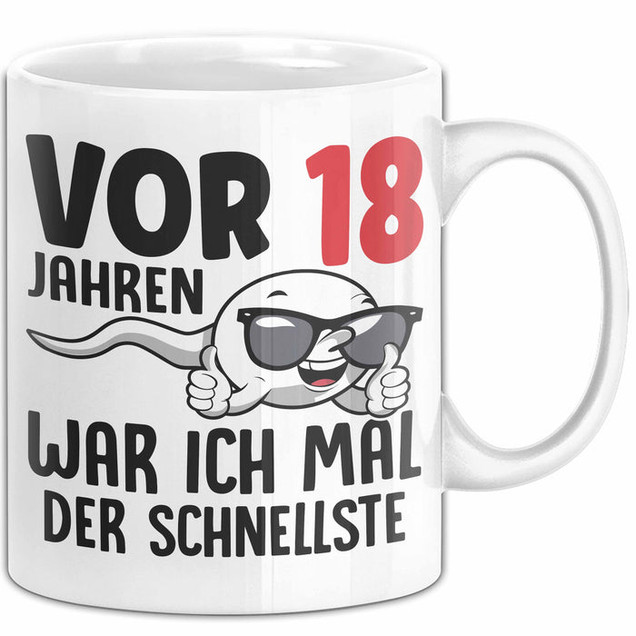 18. Geburtstag Tasse Geschenk Jungs Vor 8 Jahren War Ich Mal Der Schnellste Weiß Trendation