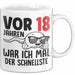 18. Geburtstag Tasse Geschenk Jungs Vor 8 Jahren War Ich Mal Der Schnellste Weiß Trendation