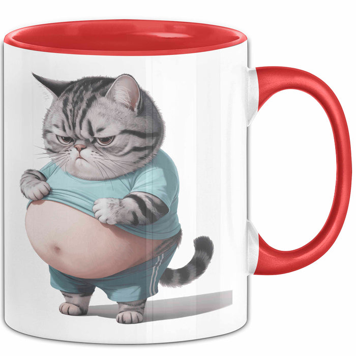 Dicke Fette Katze Kätzchen Besitzer Tasse Becher Geschenk Lustige Geschenkidee Spruch Rot Trendation