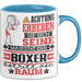 Boxer Geschenk Tasse Lustiger Spruch Erheben Sie Sich Der Boxer Betritt den Raum Blau Trendation