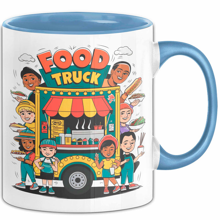 Strassen Food Liebhaber Tasse Geschenkidee für Foodtruck Fan Blau Trendation