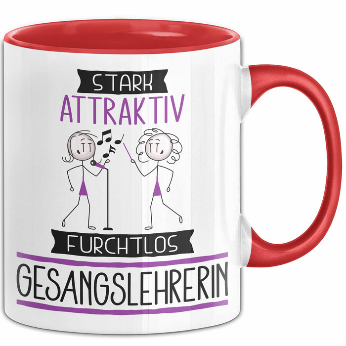 Gesangslehrerin Tasse Geschenk Becher Stark Attraktiv Furchtlos Gesangslehrerin Lustige Geschenkidee Rot Trendation