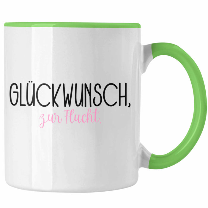 Trendation - Jobwechsel Tasse Geschenk Kollegin Kollege Lustig Abschiedsgeschenk Sprüche - Glückwunsch Zur Flucht Abschied Grün Trendation