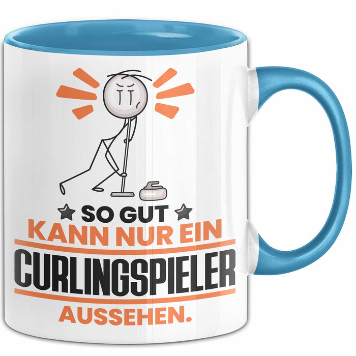 Curlingspieler Geschenk Tasse So Gut Kann Nur Ein Curlingspieler Aussehen Geschenkidee Kaffee-Becher Blau Trendation