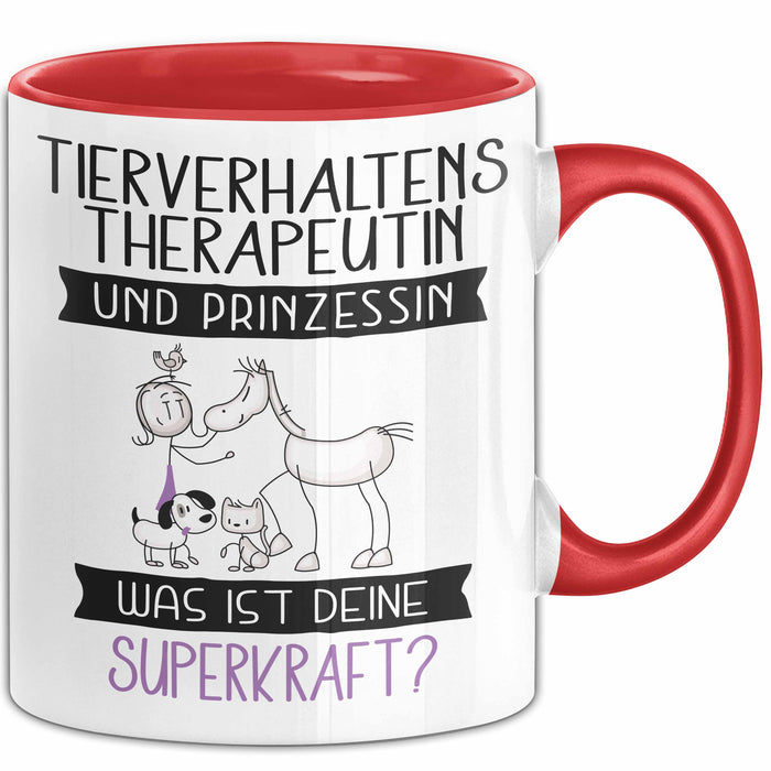 Tierverhaltenstherapeutin Und Prinzessin Tasse Geschenk Für Eine Tierverhaltenstherapeutin Geburtstag Was Ist Deine Superkraft Rot Trendation