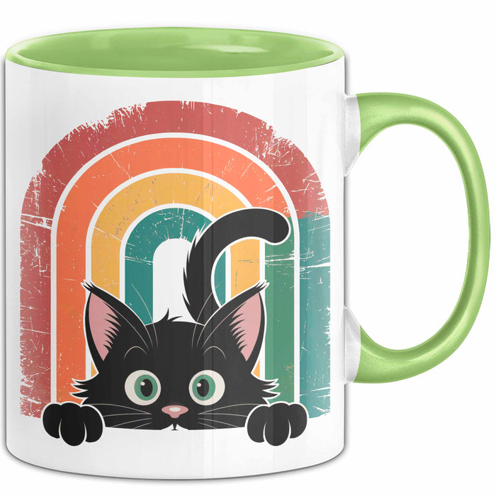Katzen Tierliebhaber Vintage Tasse Geschenk Lustige Geschenkidee Spruch Grün Trendation