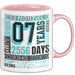 Tasse 07 Jahre Jubiläum Design mit Zeitangaben, Geschenkidee Rosa Trendation