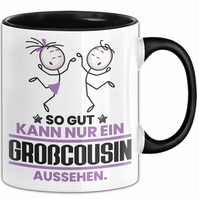 Großcousin Geschenk Tasse So Gut Kann Nur Ein Großcousin Aussehen Geschenkidee Kaffee-Becher Schwarz Trendation
