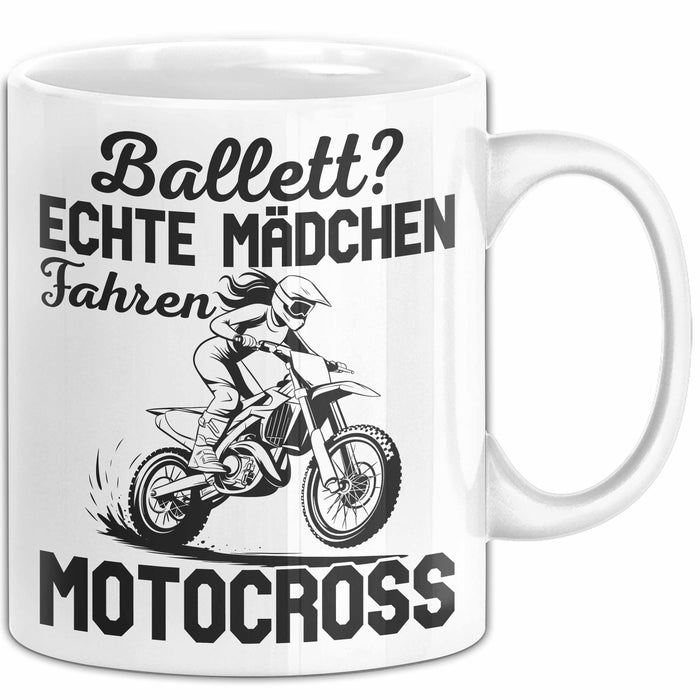 Motocross Tasse Geschenk Mädchen Frauen Balett Echte Mädchen Fahren Motocross Becher Weiß Trendation