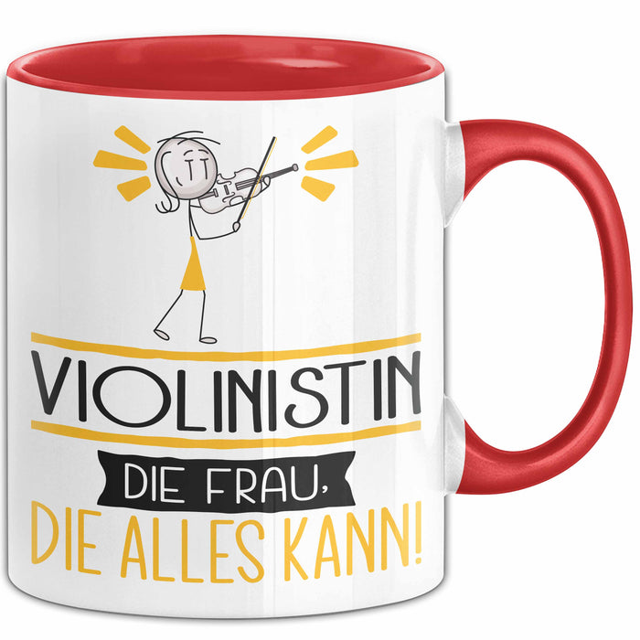 Violinistin Geschenk Tasse Becher Die Frau Die Allen Kann Geschenkidee für eine Violinistin Lustig Rot Trendation