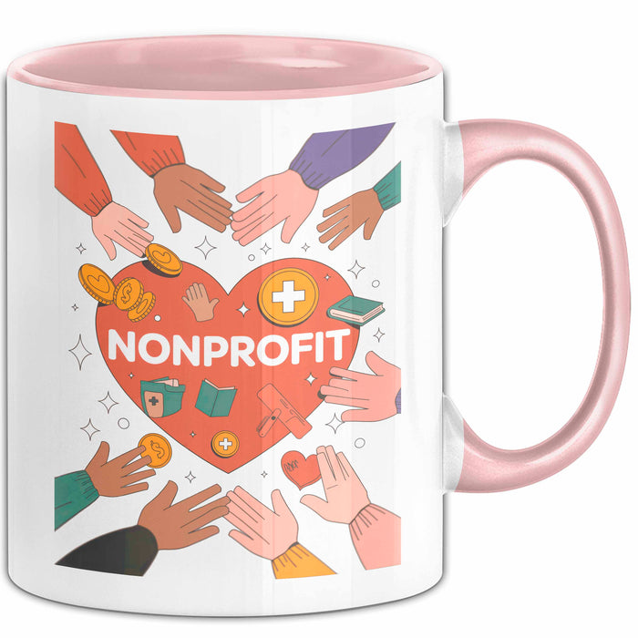 Nonprofit Mitarbeiter Tasse Geschenk Lustige Geschenkidee Spruch Für Gemeinschafts Helfer Rosa Trendation