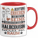 Halbcousin Geschenk Tasse Lustiger Spruch Erheben Sie Sich Der Halbcousin Betritt den Raum Rot Trendation