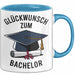Schüler Abschluss Tasse Geschenk Lustige Geschenkidee Spruch Glückwunsch Zum Bachelor Blau Trendation