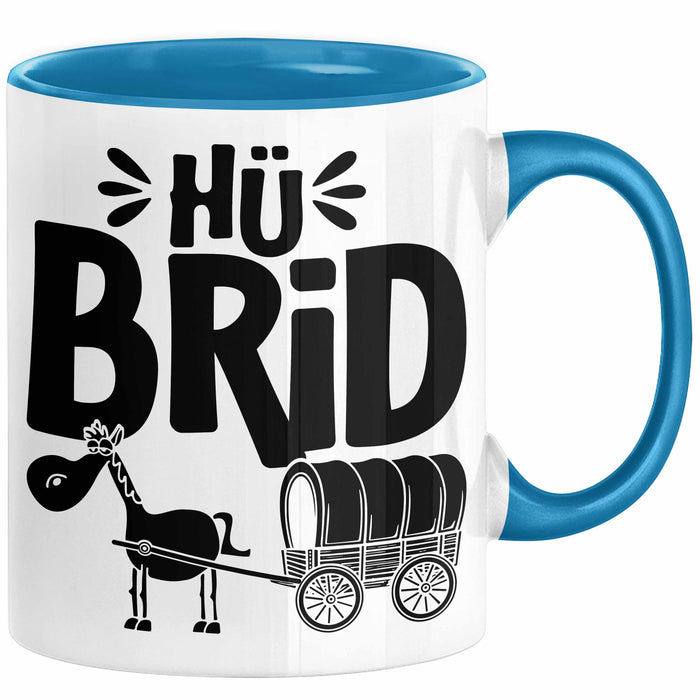 Hü Brid Tasse Geschenk Esel Hybrid Lustiges Hybrid Auto Pferd Esel Geschenkidee E-Auto Elektroauto Blau Trendation