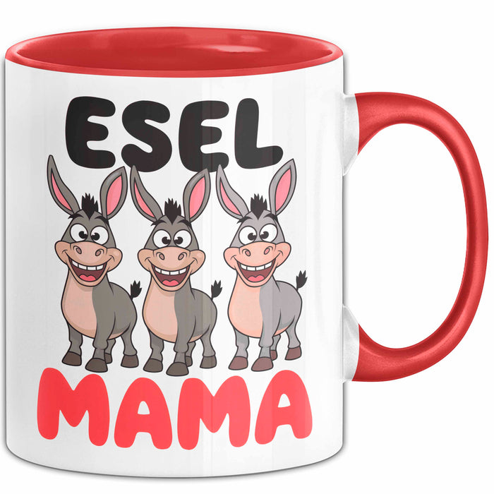 Esel Mama Tasse Geschenk Lustige Geschenkidee Spruch Esel Mama Rot Trendation