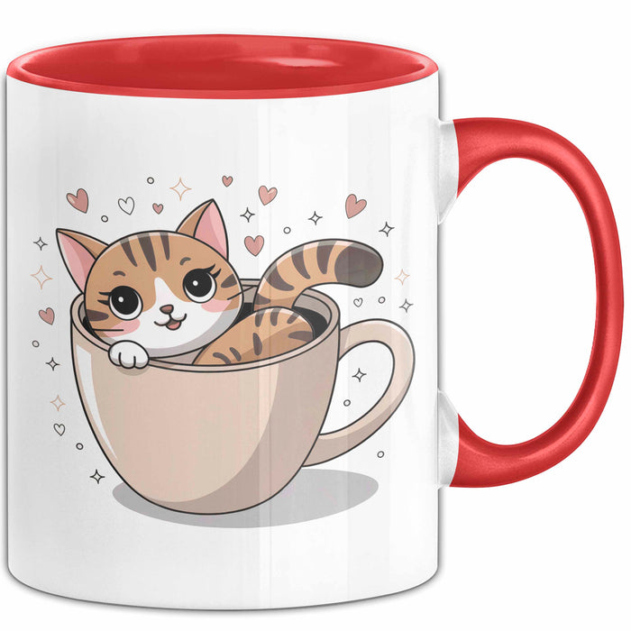 Katzenbesitzer Tasse Geschenk Lustige Geschenkidee Spruch Für Katzen Eltern Rot Trendation