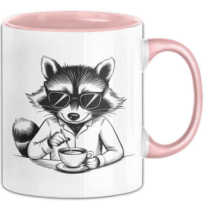 Waschbär Tierliebhaber Kaffee Tasse Geschenk Lustige Geschenkidee Spruch Rosa Trendation