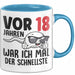 18. Geburtstag Tasse Geschenk Jungs Vor 8 Jahren War Ich Mal Der Schnellste Blau Trendation