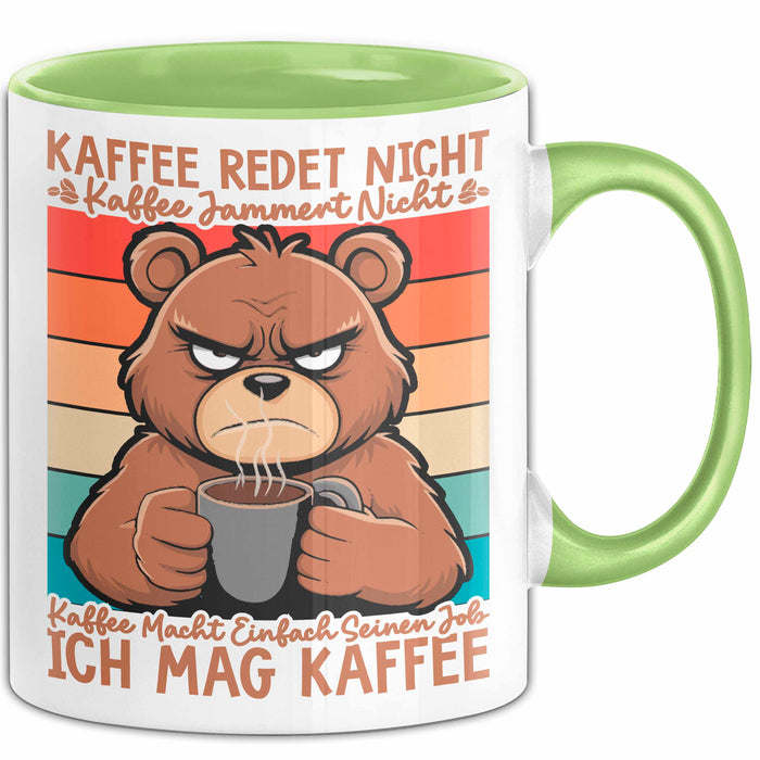 Kaffeeliebhaber Tasse Geschenk Lustige Geschenkidee Spruch Kaffee Macht Einfach Seinen Job Ich Mag Kaffee Grün Trendation