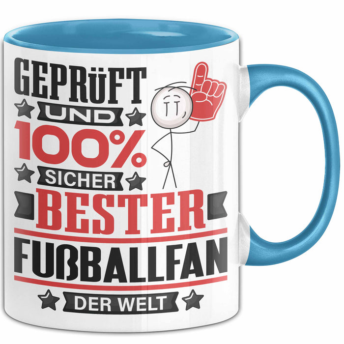 Fußballfan Geschenk Lustiger Spruch für Fußballfan Geschenkidee Bester Fußballfan Der Welt Blau Trendation