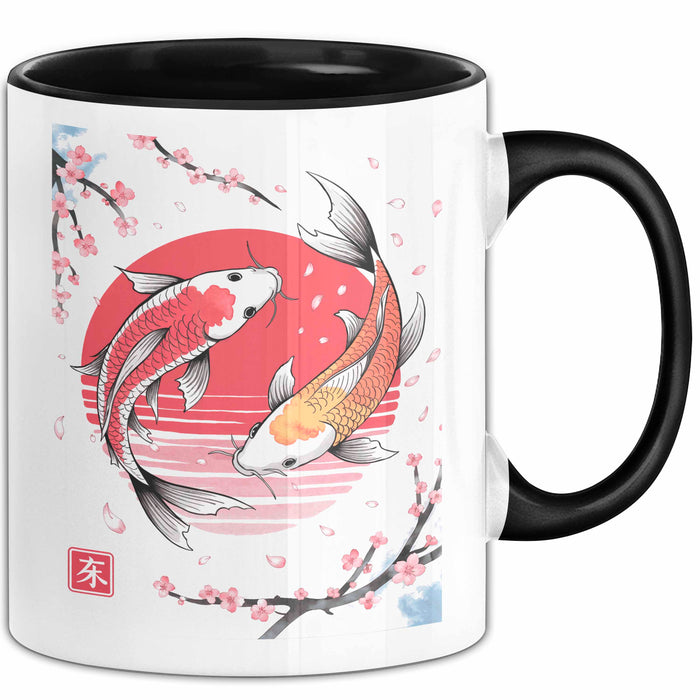 Kirschblüte Koi Karpfen Japanische Tasse Becher Geschenk Lustige Geschenkidee Spruch Trendation