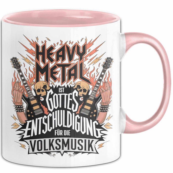 Heavy Metal Tasse Geschenkidee Gottes Entschuldigung Rosa Trendation